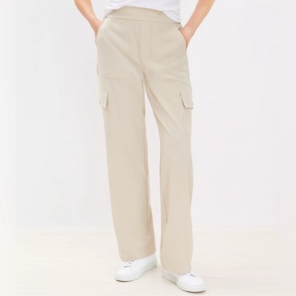 Ann Taylor LOFT Lou & Grey Wanderweave Cargo Pants Tan Size XL - Picture 1 of 12